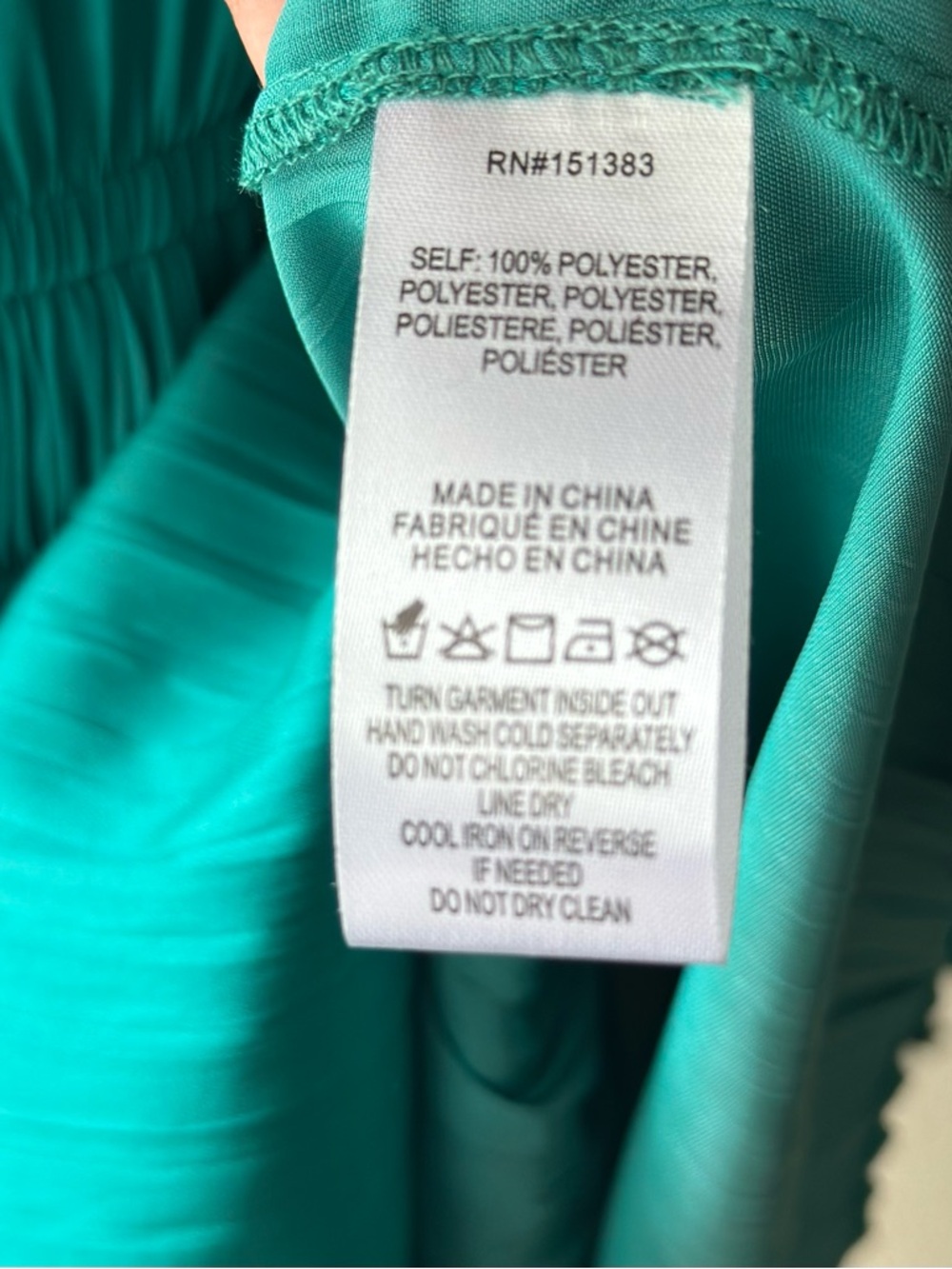 Current Air Teal Pleated Long-Sleeve Tie-Neck Dress - Picture 6 of 7
